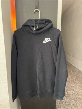 Nike Black Funnel Neck Pullover Hoodie Sweatshirt - Size XL